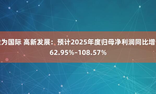 盈为国际 高新发展：预计2025年度归母净利润同比增长62.95%–108.57%