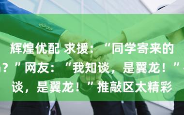 辉煌优配 求援：“同学寄来的礼物，能吃吗？”网友：“我知谈，是翼龙！”推敲区太精彩