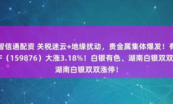 智信通配资 关税迷云+地缘扰动，贵金属集体爆发！有色ETF（159876）大涨3.18%！白银有色、湖南白银双双涨停！
