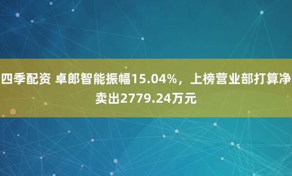 四季配资 卓郎智能振幅15.04%，上榜营业部打算净卖出2779.24万元