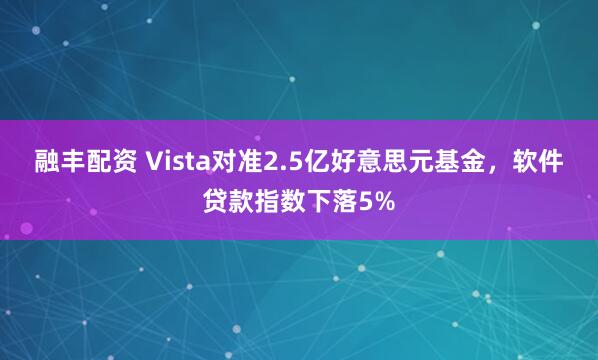 融丰配资 Vista对准2.5亿好意思元基金,软件贷款指数下落5%